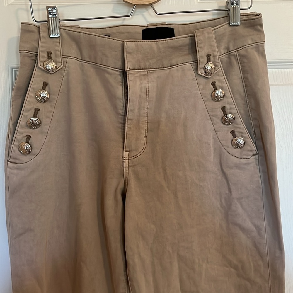 White House Black Market tan wide leg sailor pants. Size 10. - Picture 2 of 5